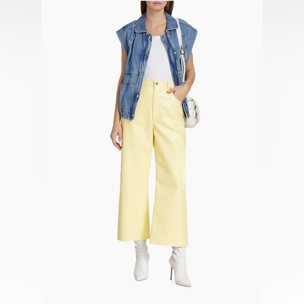 Anthropologie X Citizens of Humanity Gaucho Leather Pants Mellow Yellow 28